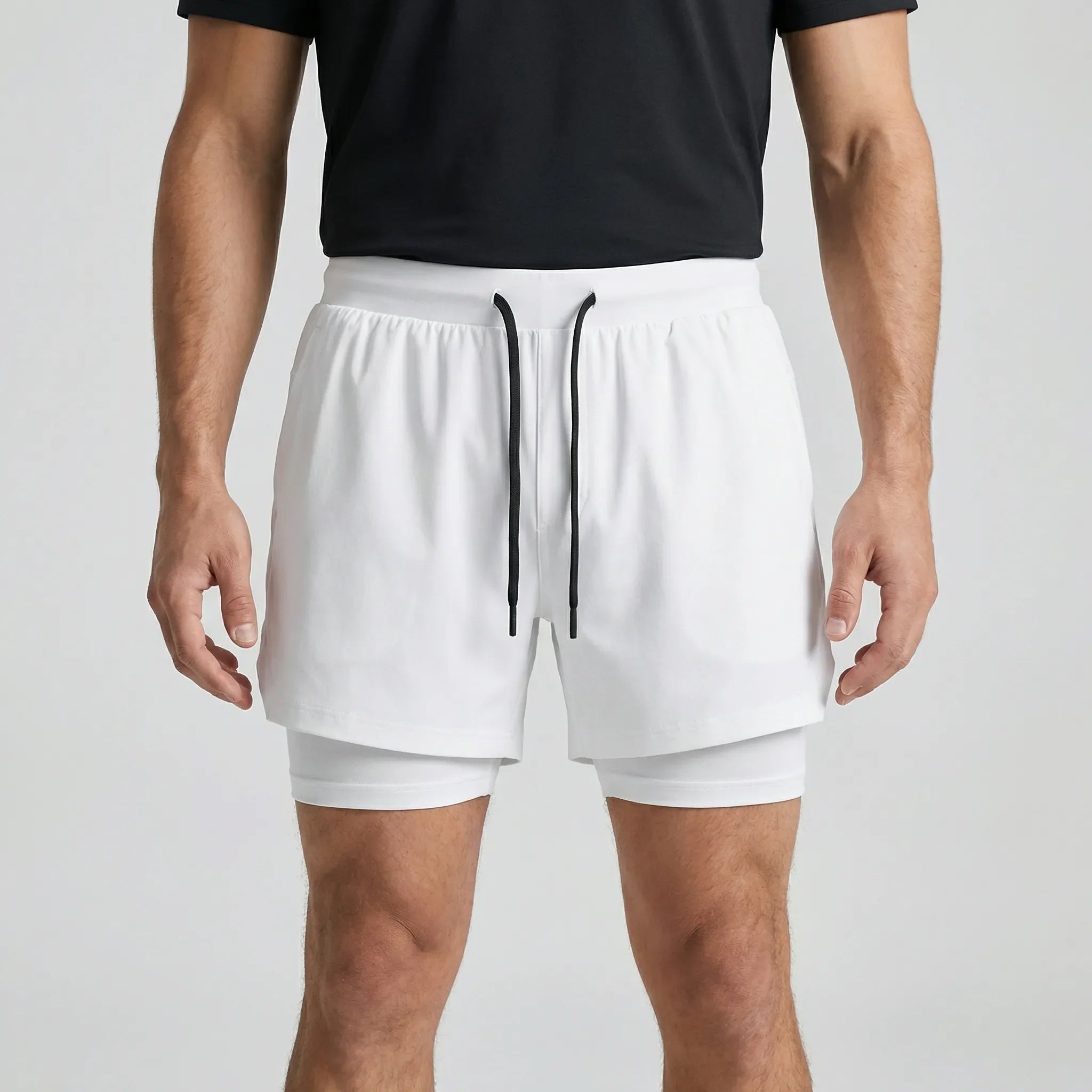 Herren-Laufshorts 2-in-1 Doppelschicht schnelltrocknend atmungsaktiv