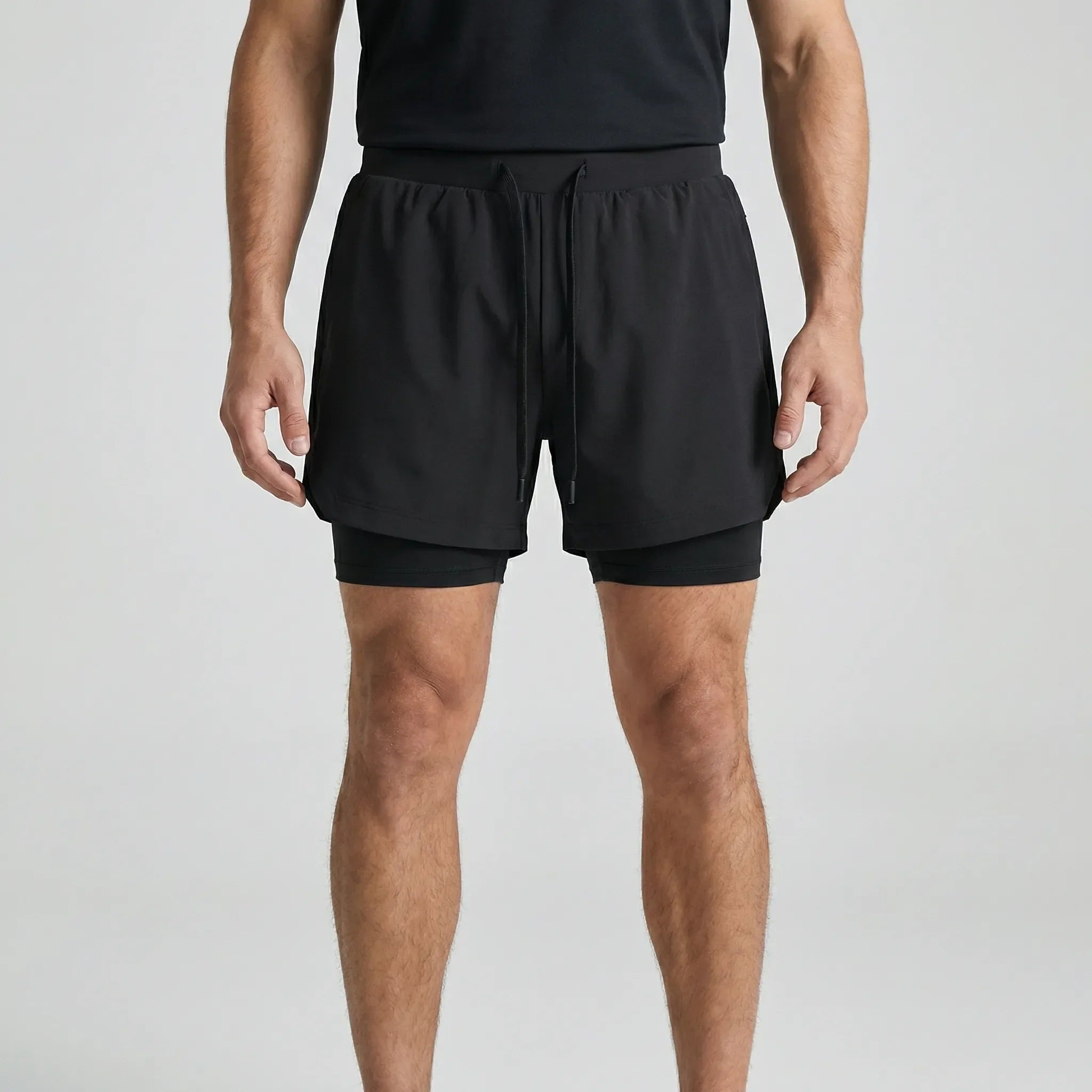 Herren-Laufshorts 2-in-1 Doppelschicht schnelltrocknend atmungsaktiv