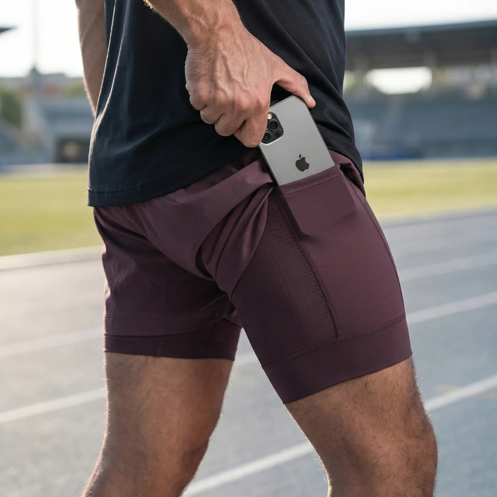 Herren-Laufshorts 2-in-1 Doppelschicht schnelltrocknend atmungsaktiv