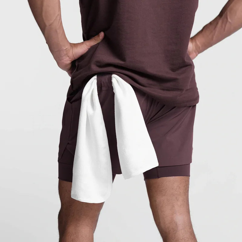 Herren-Laufshorts 2-in-1 Doppelschicht schnelltrocknend atmungsaktiv