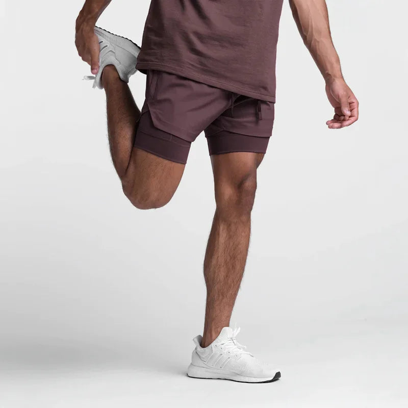 Herren-Laufshorts 2-in-1 Doppelschicht schnelltrocknend atmungsaktiv