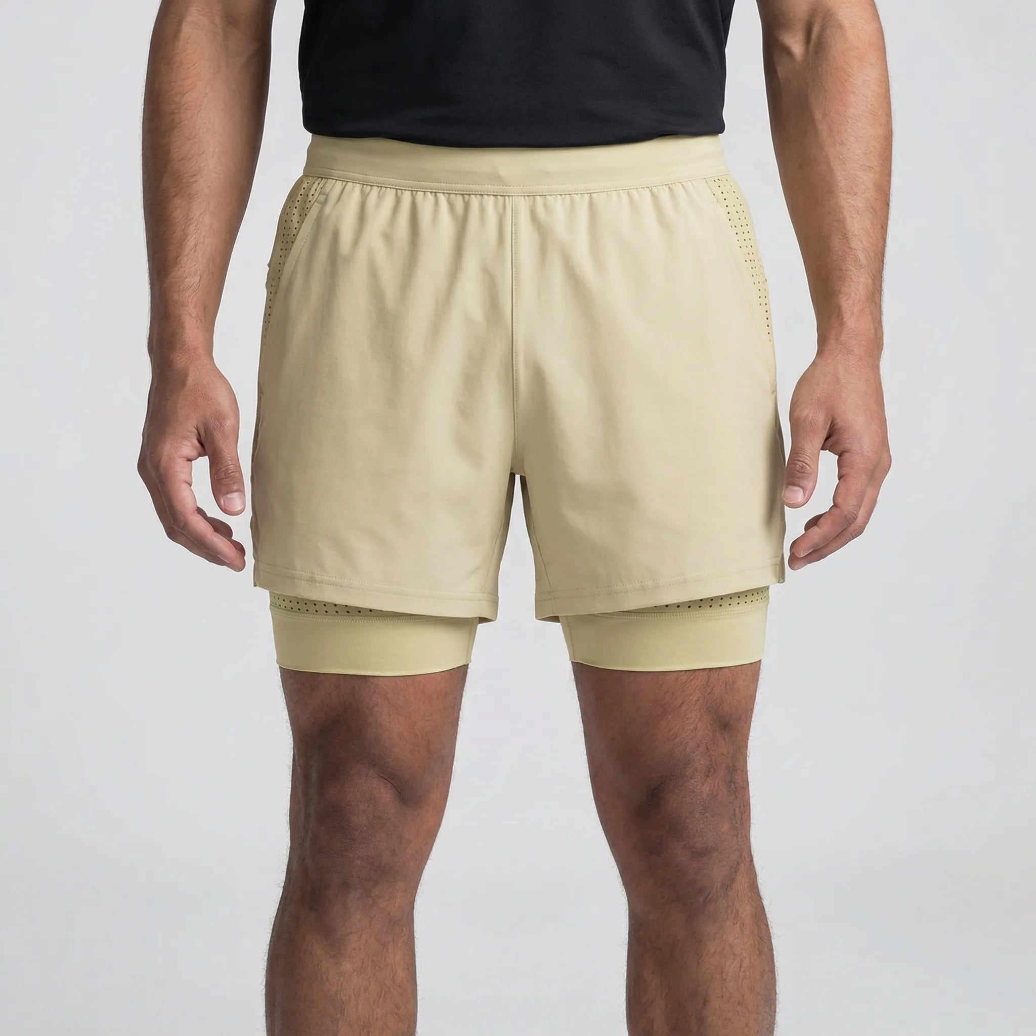 Herren-Laufshorts 2-in-1 Doppelschicht schnelltrocknend atmungsaktiv