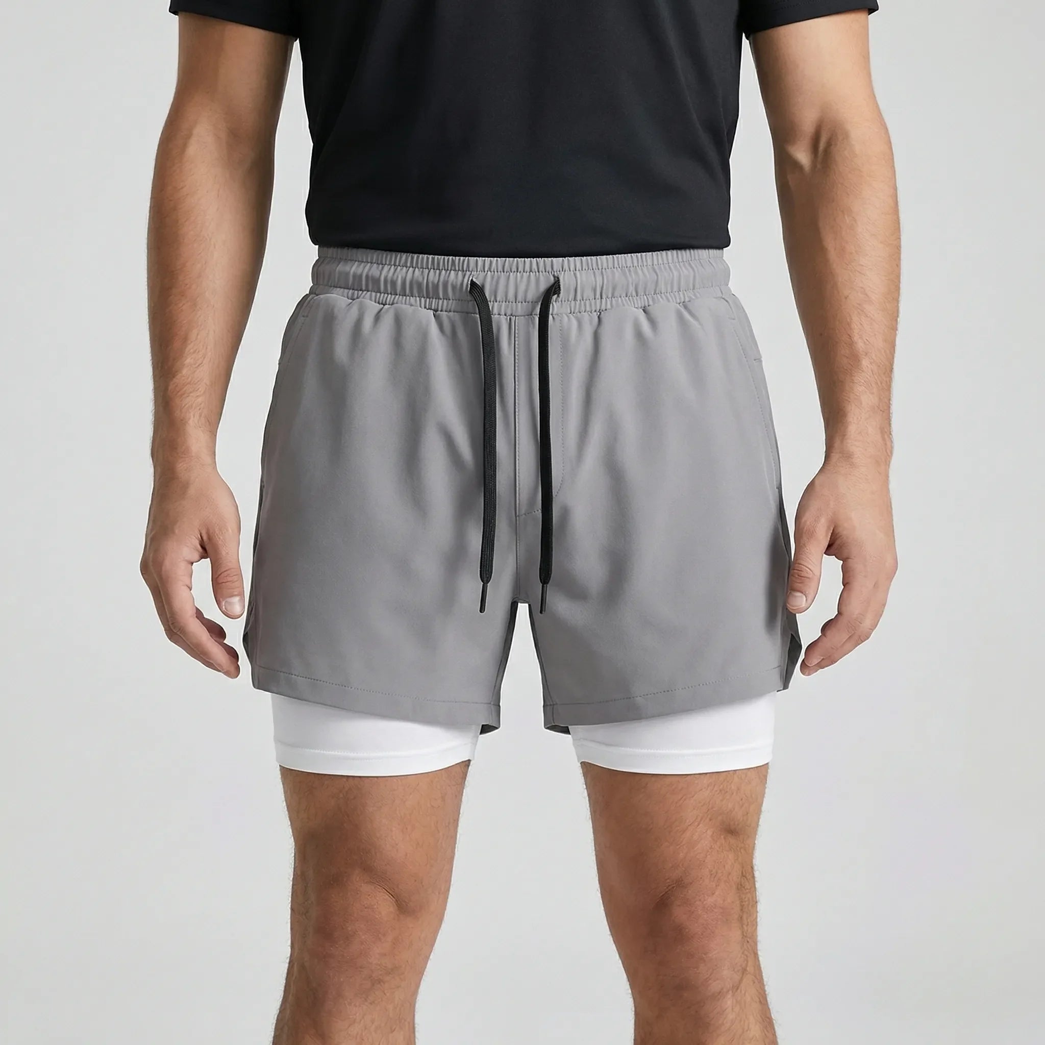 Herren-Laufshorts 2-in-1 Doppelschicht schnelltrocknend atmungsaktiv