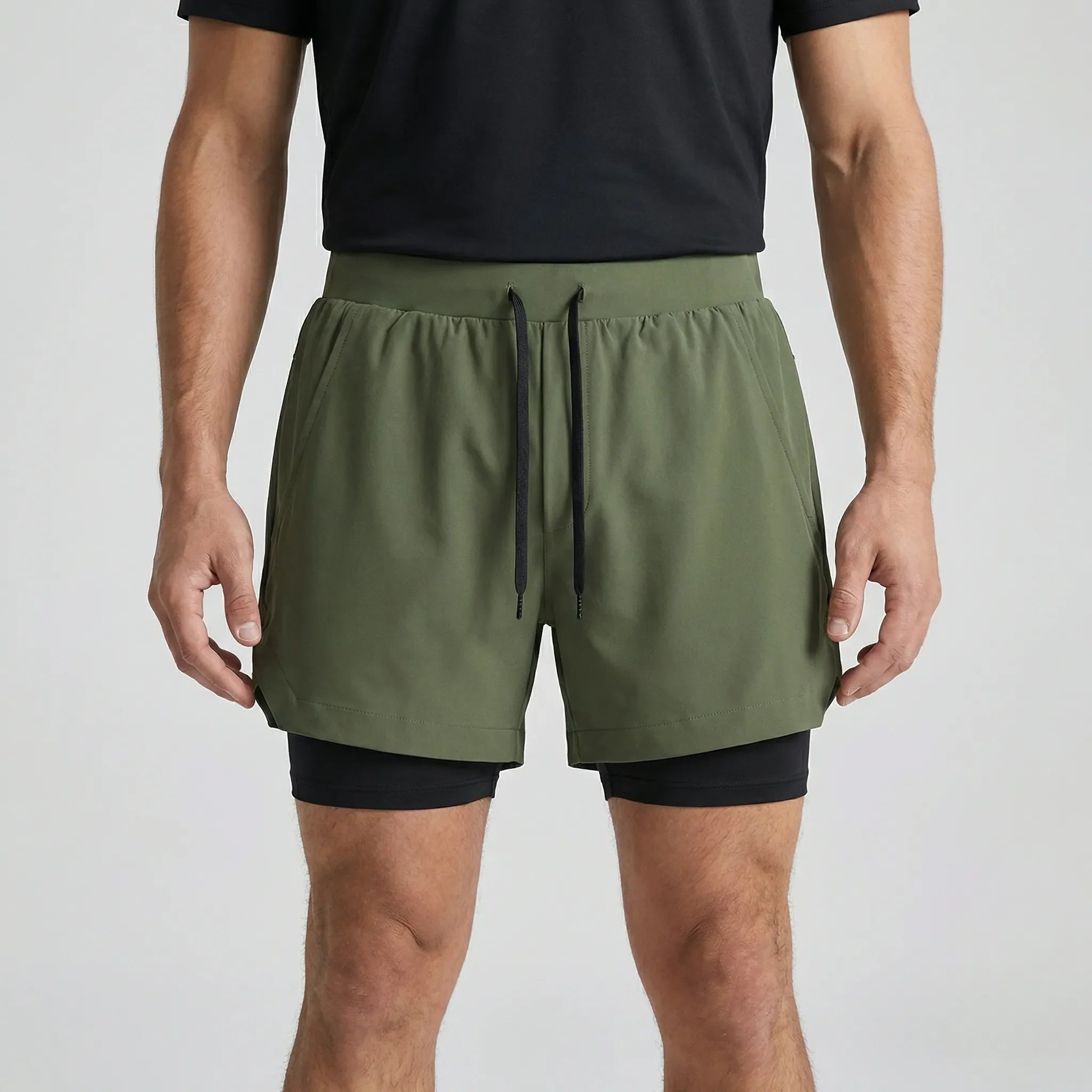 Herren-Laufshorts 2-in-1 Doppelschicht schnelltrocknend atmungsaktiv