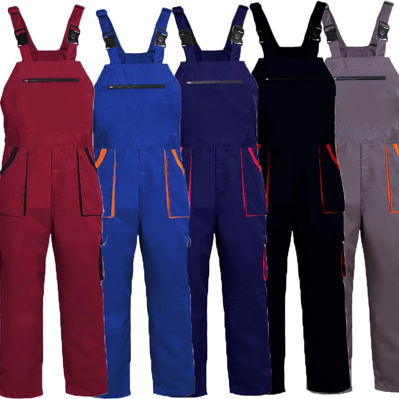 Arbeitslatzhose ärmellos mit Latzfront Cargo-Taschen Webstoff