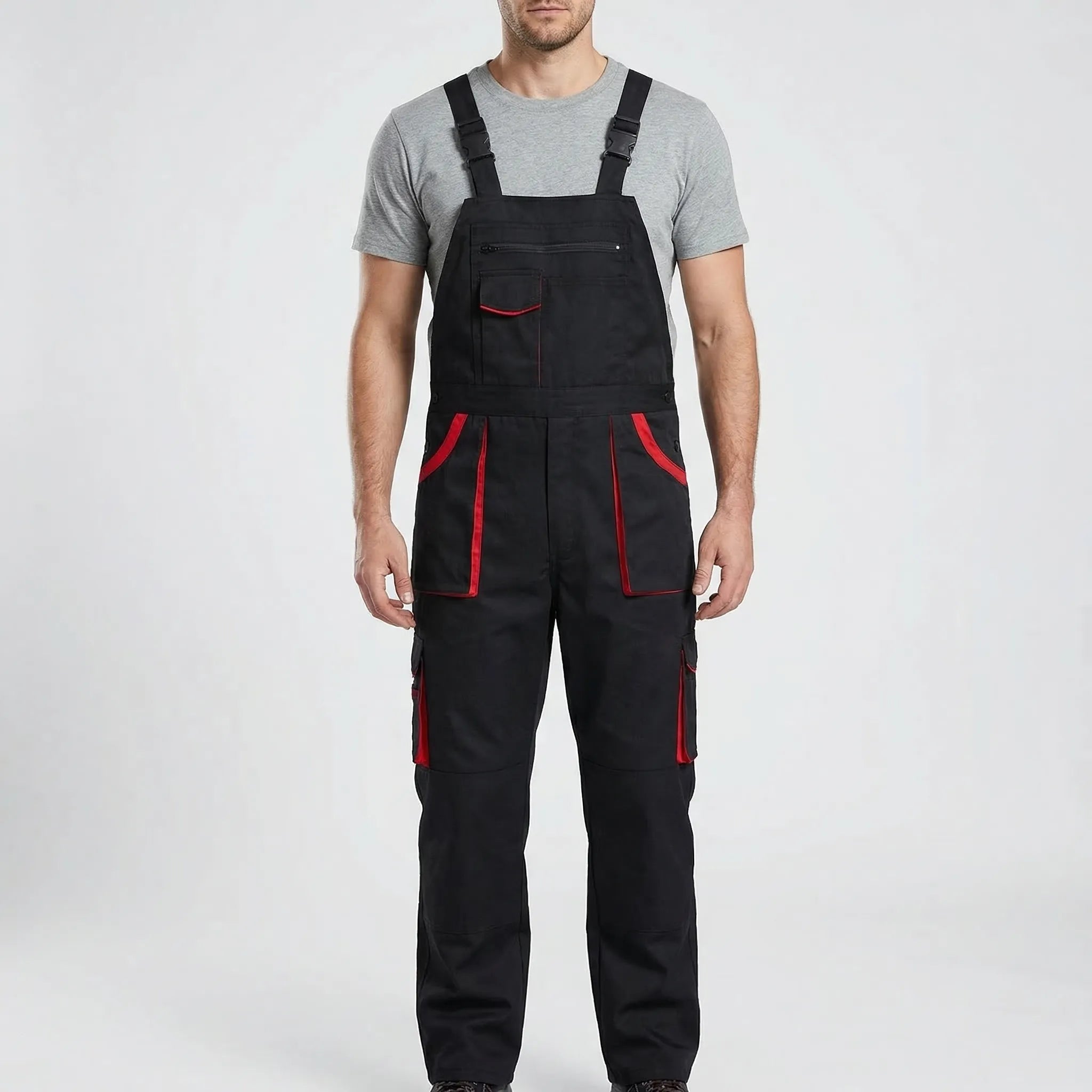 Arbeitslatzhose ärmellos mit Latzfront Cargo-Taschen Webstoff