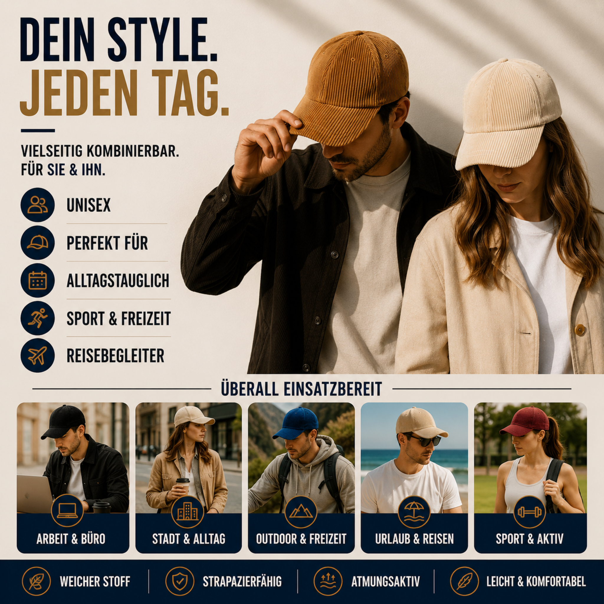 Nordspur | Duxton Gebogene Cord Baseballkappe
