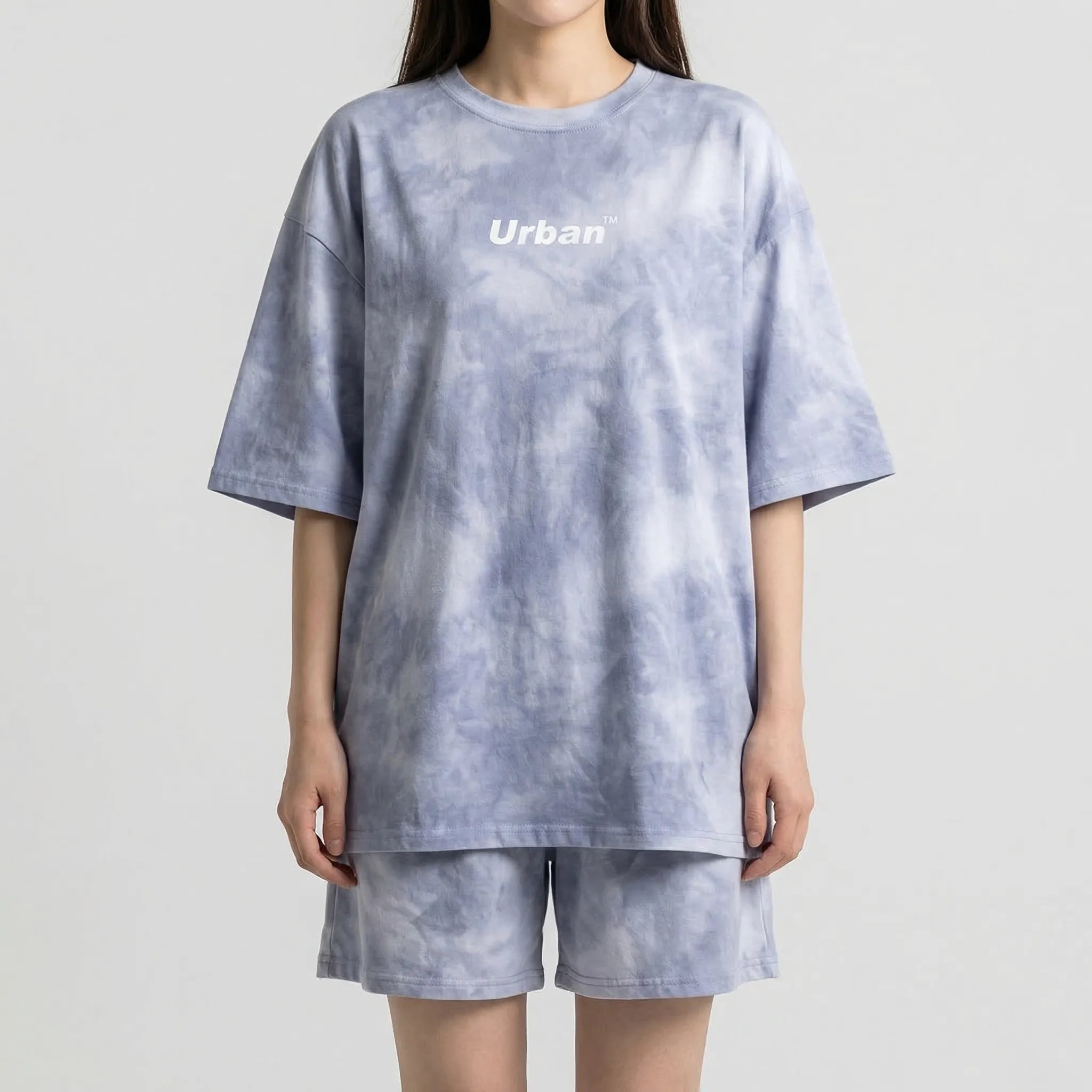 Damen Batik Set T-Shirt und Shorts mit weitem Bein Sommer Outfit