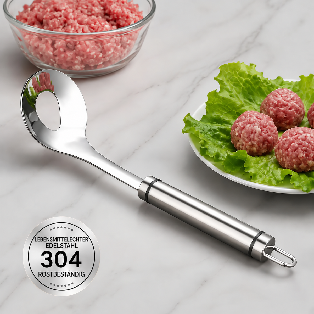 Nordspur | Edelstahl Fleischbällchen-Maker Löffel, Antihaft-Fleischbällchen Extrusionsschaufel