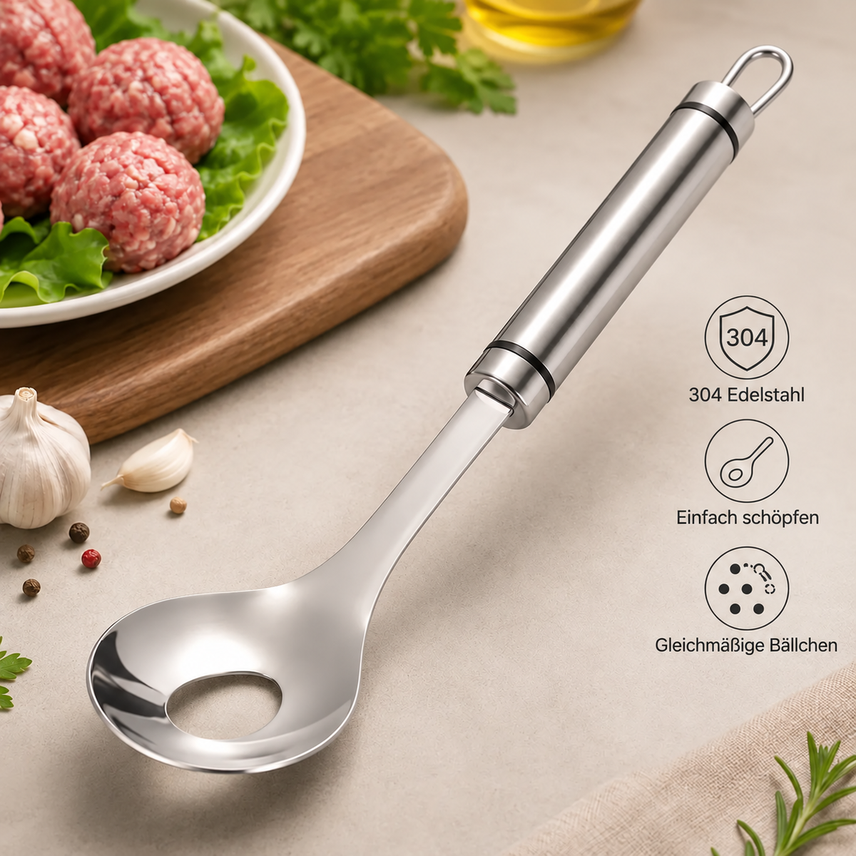 Nordspur | Edelstahl Fleischbällchen-Maker Löffel, Antihaft-Fleischbällchen Extrusionsschaufel