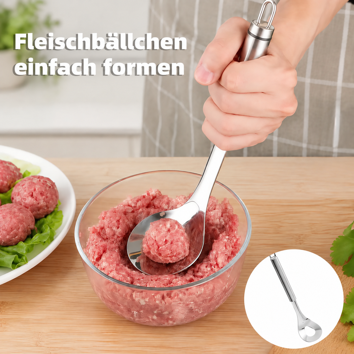 Nordspur | Edelstahl Fleischbällchen-Maker Löffel, Antihaft-Fleischbällchen Extrusionsschaufel