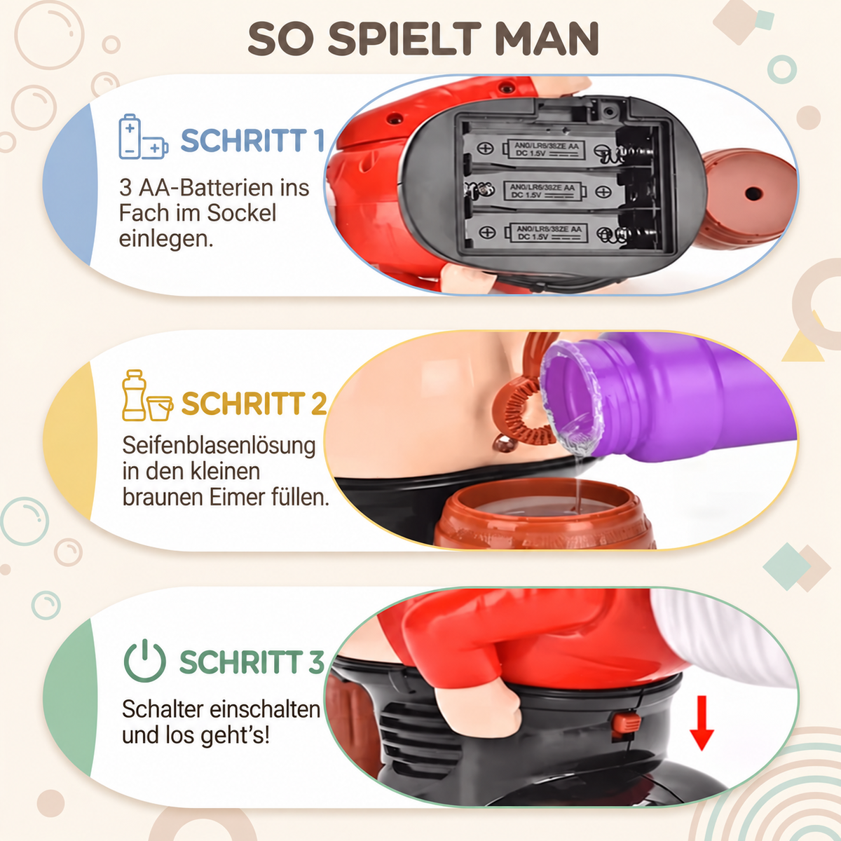 Nordspur | Elektrisches Weihnachtsmann-Seifenblasen-Spielzeug mit Musik