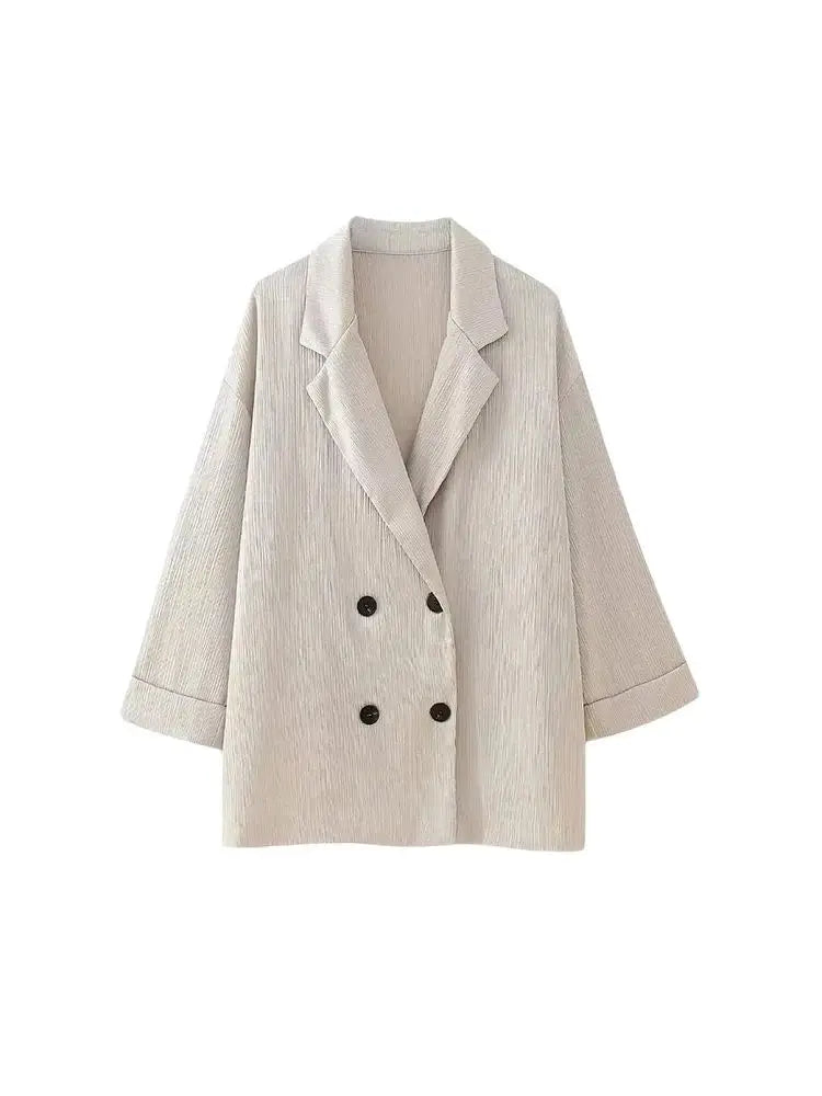 Damen Zweiteiler Set Blazer und Hose mit weitem Bein