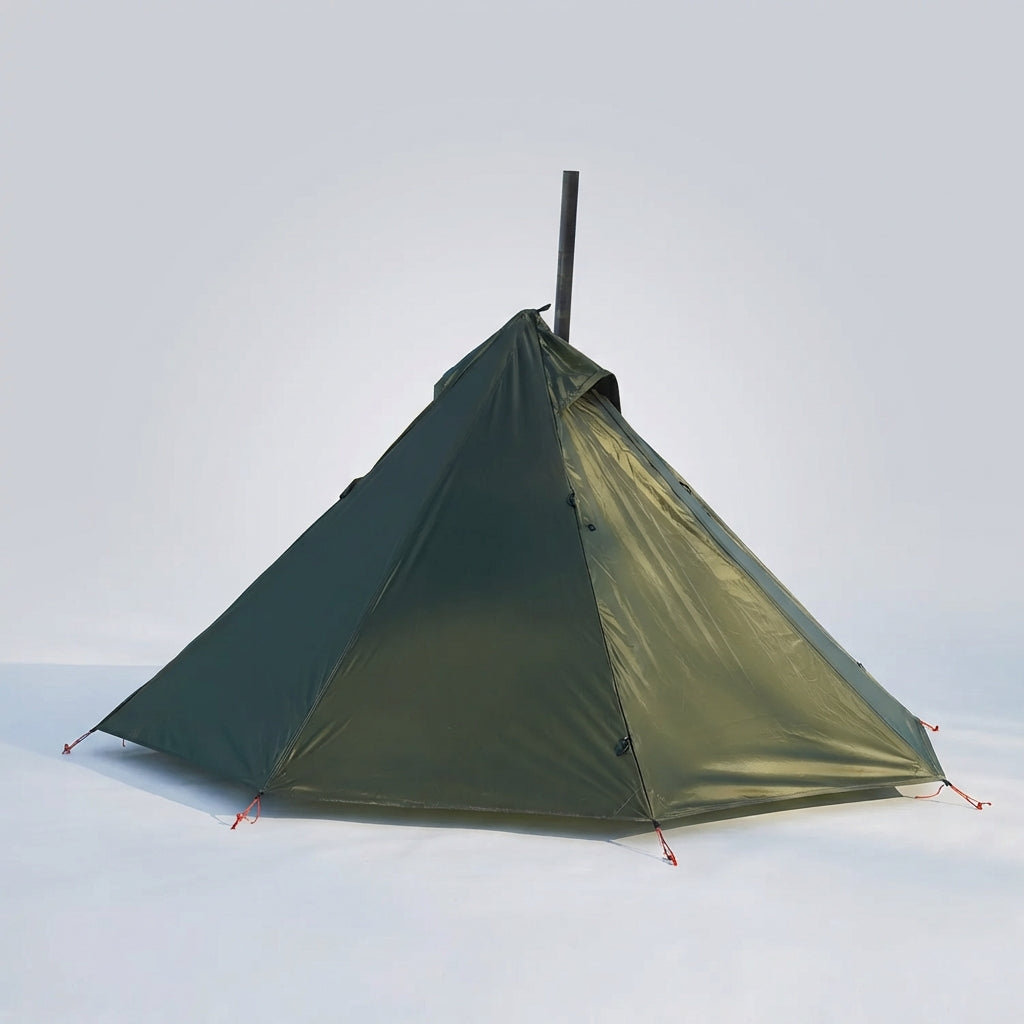 Einpersonen Heizzelt Pyramidenzelt mit Ofenrohrdurchlass für Wintercamping
