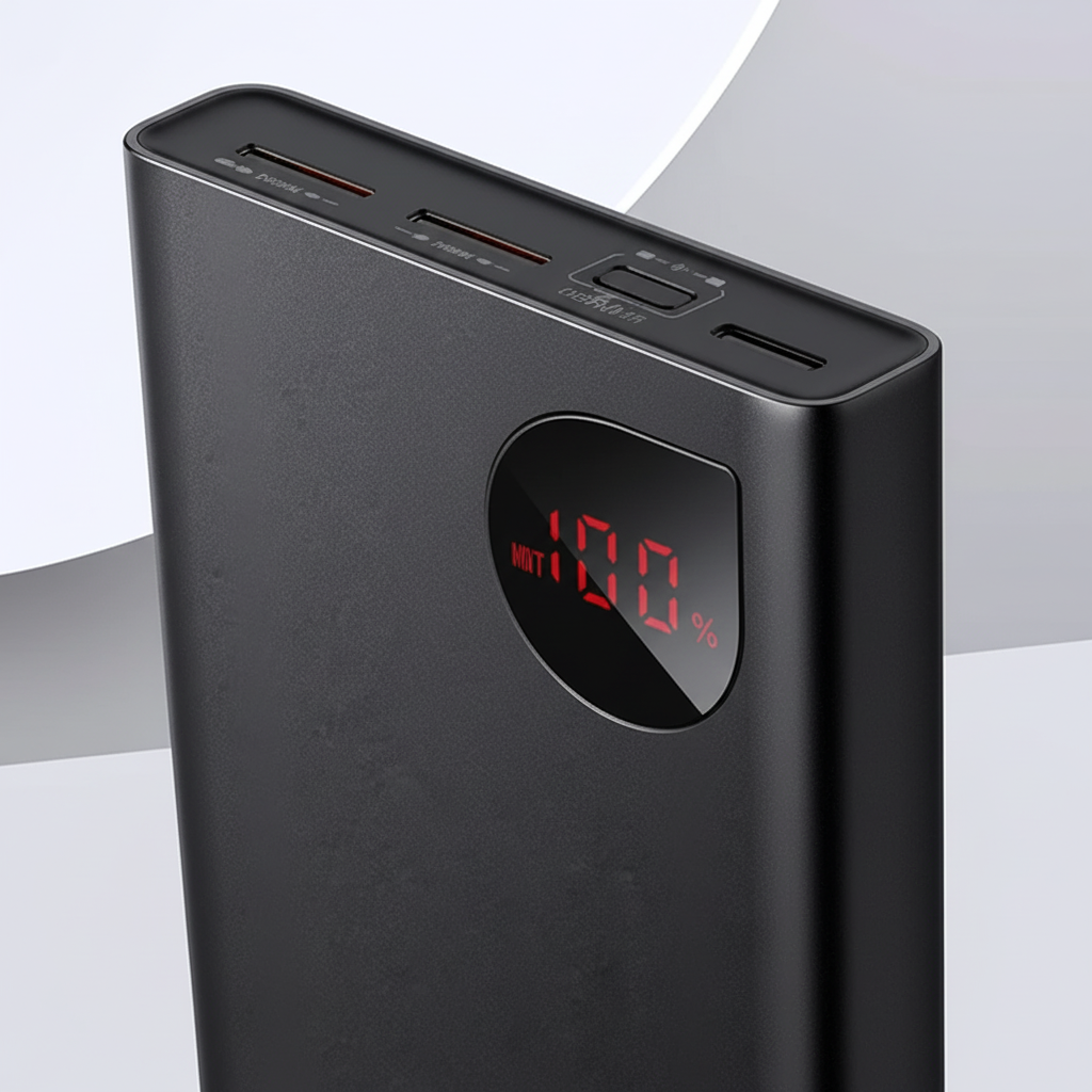 Tragbare Powerbank 20000mAh mit Metallgehäuse und digitalem Display