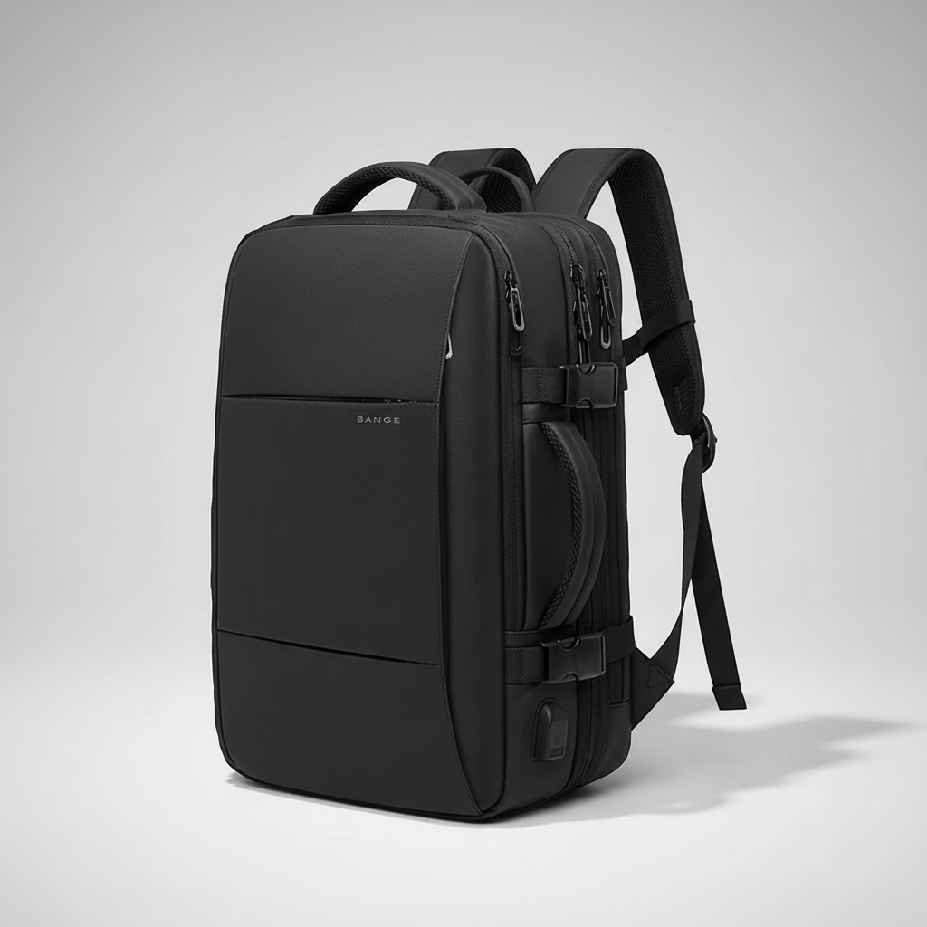 Geschäftsrucksack erweiterbar mit Laptop-Fach und USB-Anschluss
