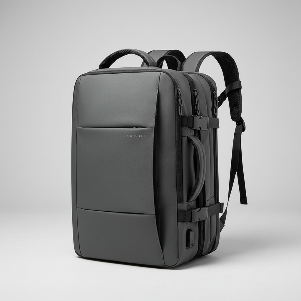Geschäftsrucksack erweiterbar mit Laptop-Fach und USB-Anschluss