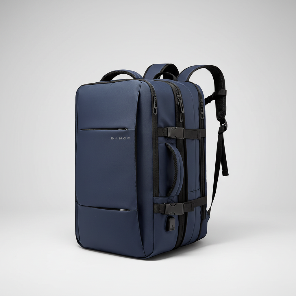 Geschäftsrucksack erweiterbar mit Laptop-Fach und USB-Anschluss