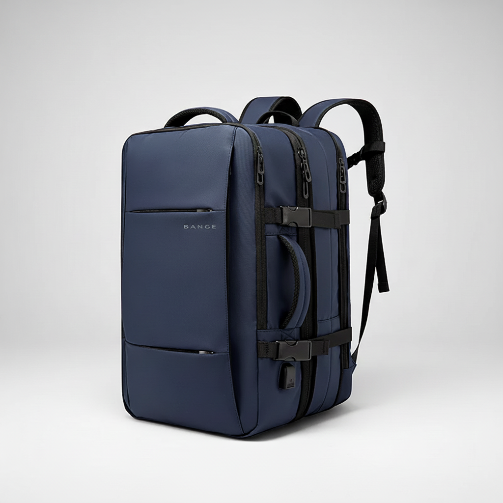 Geschäftsrucksack erweiterbar mit Laptop-Fach und USB-Anschluss