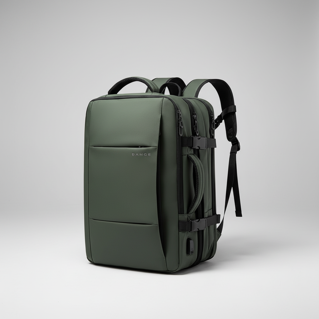 Geschäftsrucksack erweiterbar mit Laptop-Fach und USB-Anschluss