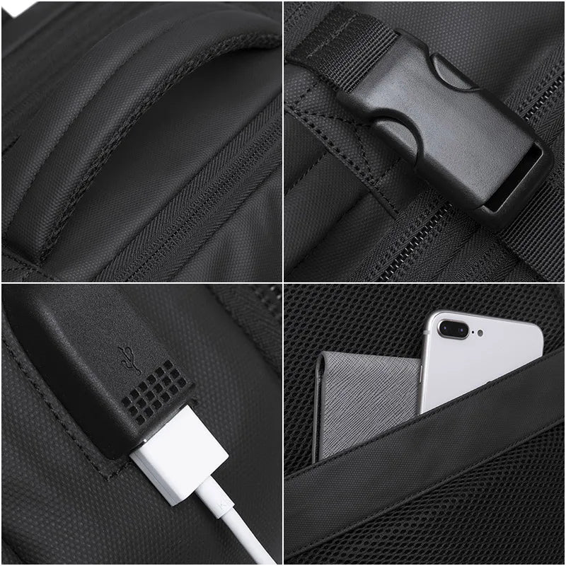 Geschäftsrucksack erweiterbar mit Laptop-Fach und USB-Anschluss