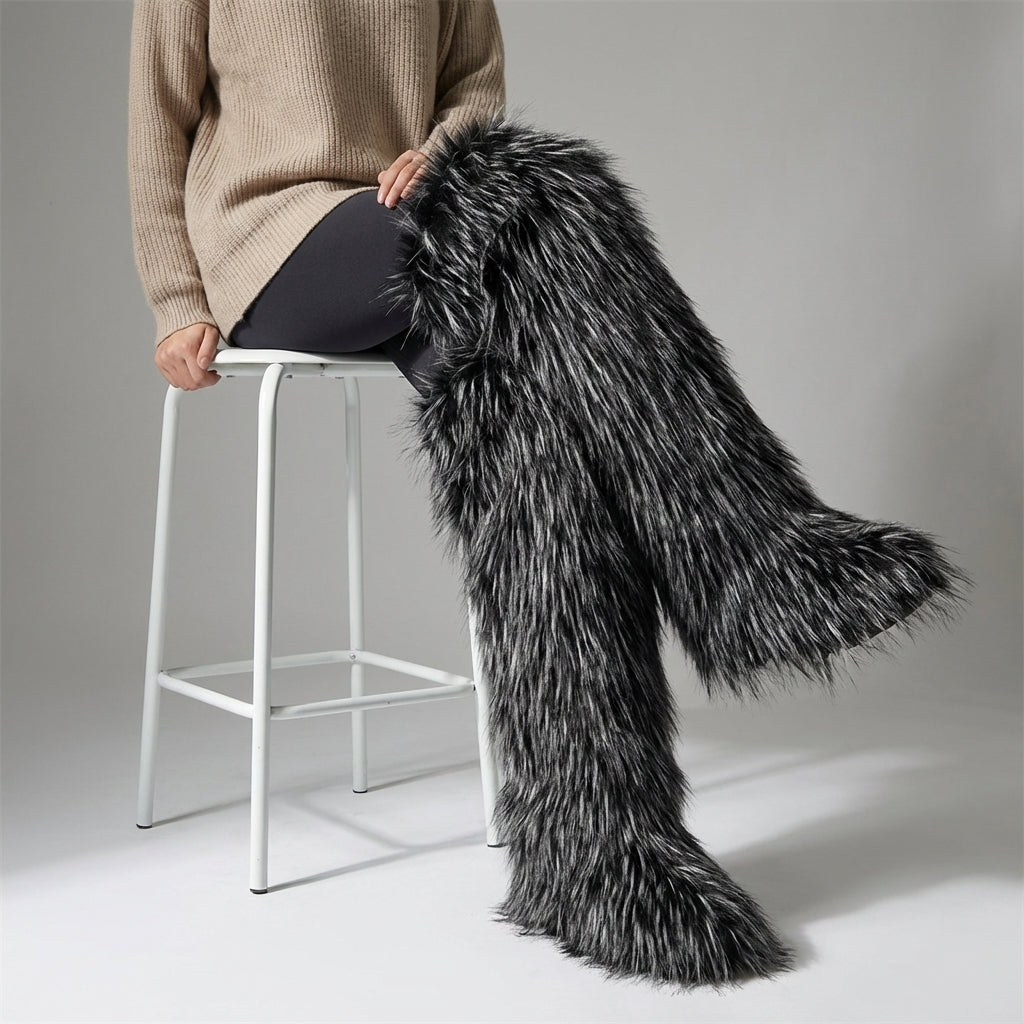 Overknee-Stiefel mit Plüsch-Futter, warme Winter-Stiefel für Damen