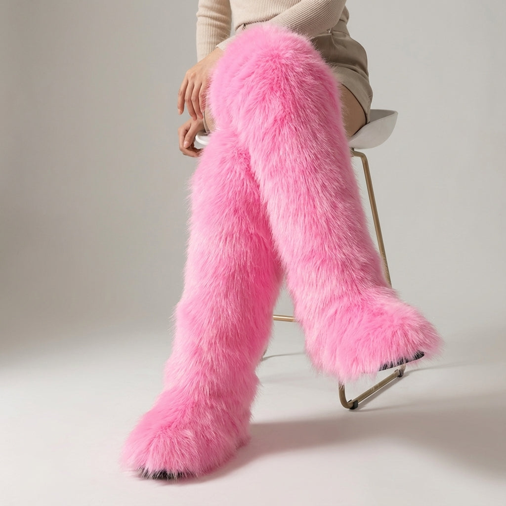 Overknee-Stiefel mit Plüsch-Futter, warme Winter-Stiefel für Damen