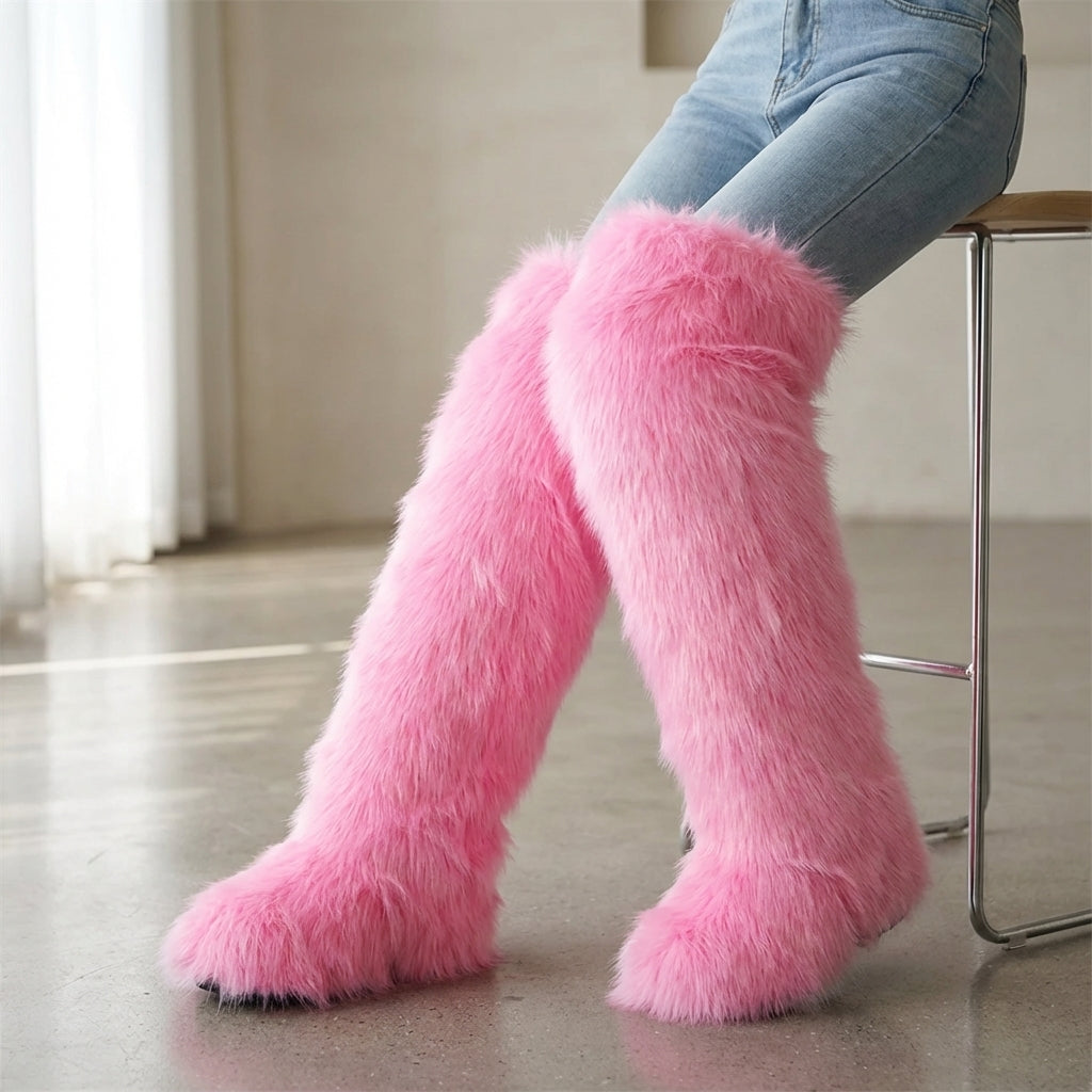 Overknee-Stiefel mit Plüsch-Futter, warme Winter-Stiefel für Damen