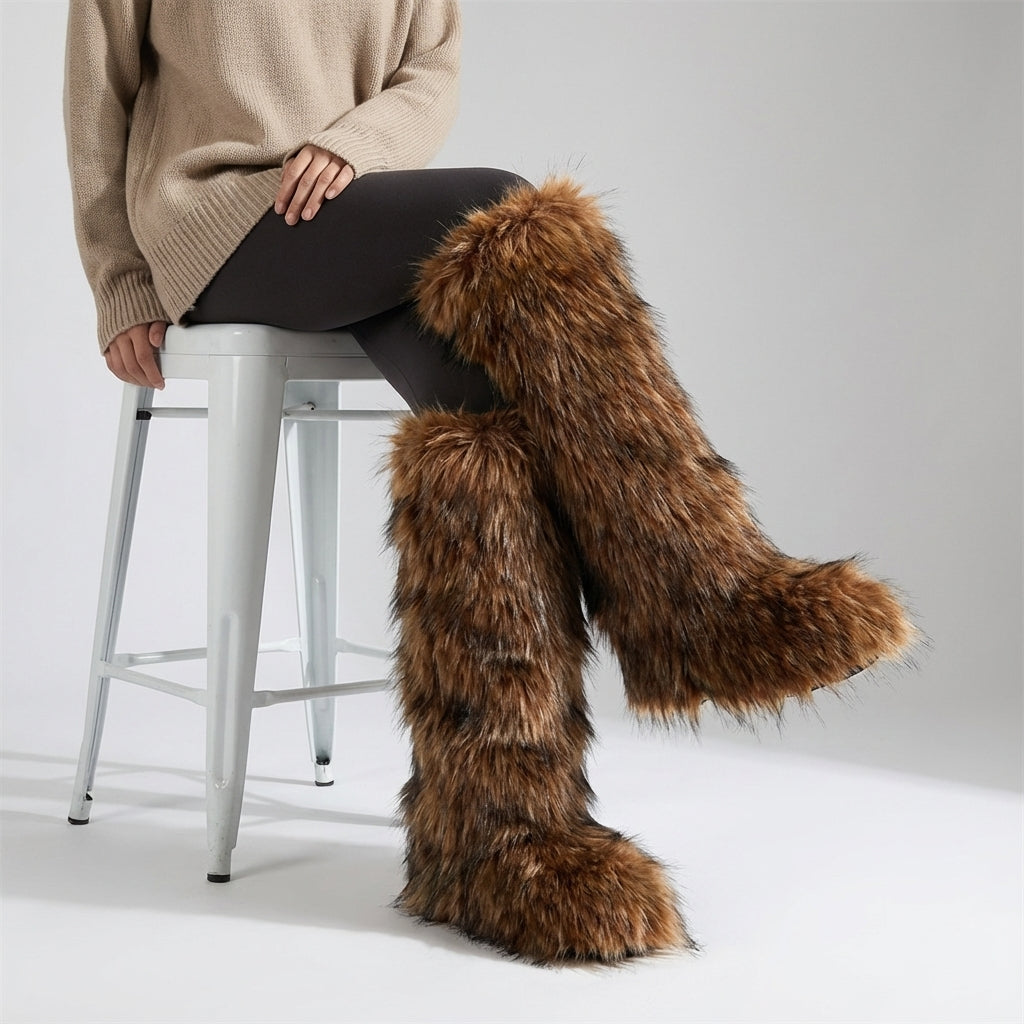 Overknee-Stiefel mit Plüsch-Futter, warme Winter-Stiefel für Damen