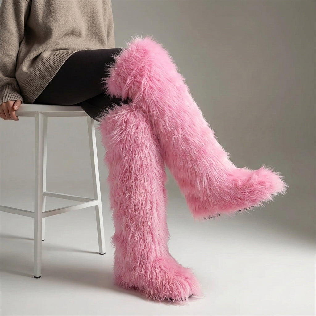 Overknee-Stiefel mit Plüsch-Futter, warme Winter-Stiefel für Damen