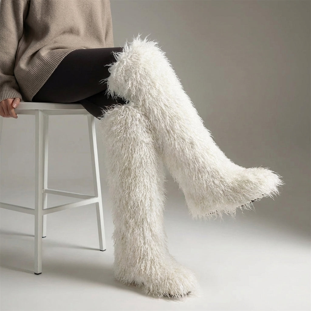 Overknee-Stiefel mit Plüsch-Futter, warme Winter-Stiefel für Damen