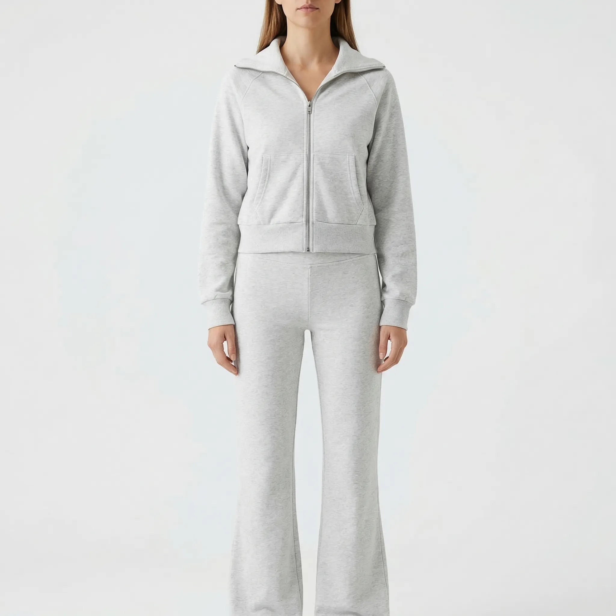 Fleece-Anzug mit Revesjacke und hochgeschnittener Schlaghose