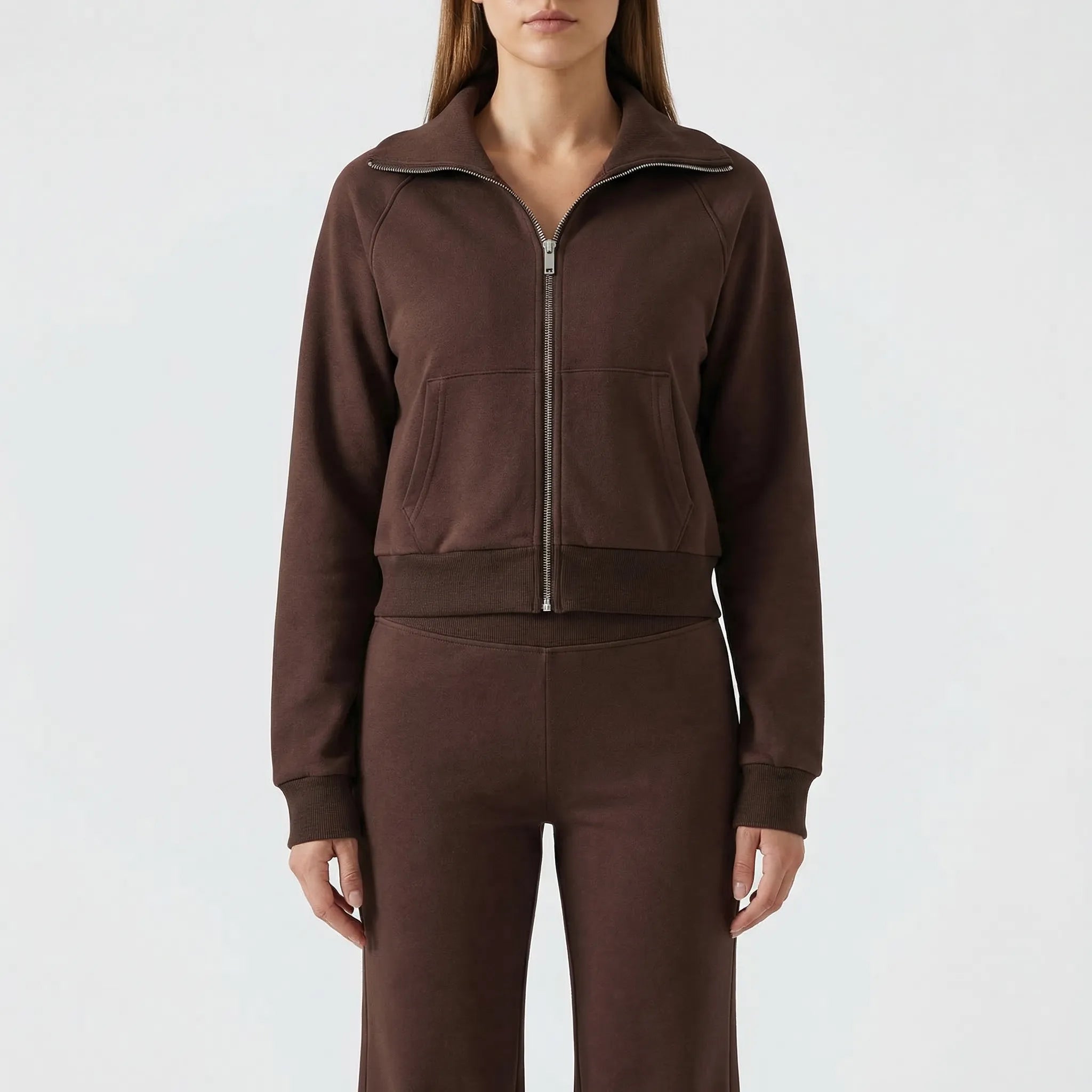 Fleece-Anzug mit Revesjacke und hochgeschnittener Schlaghose