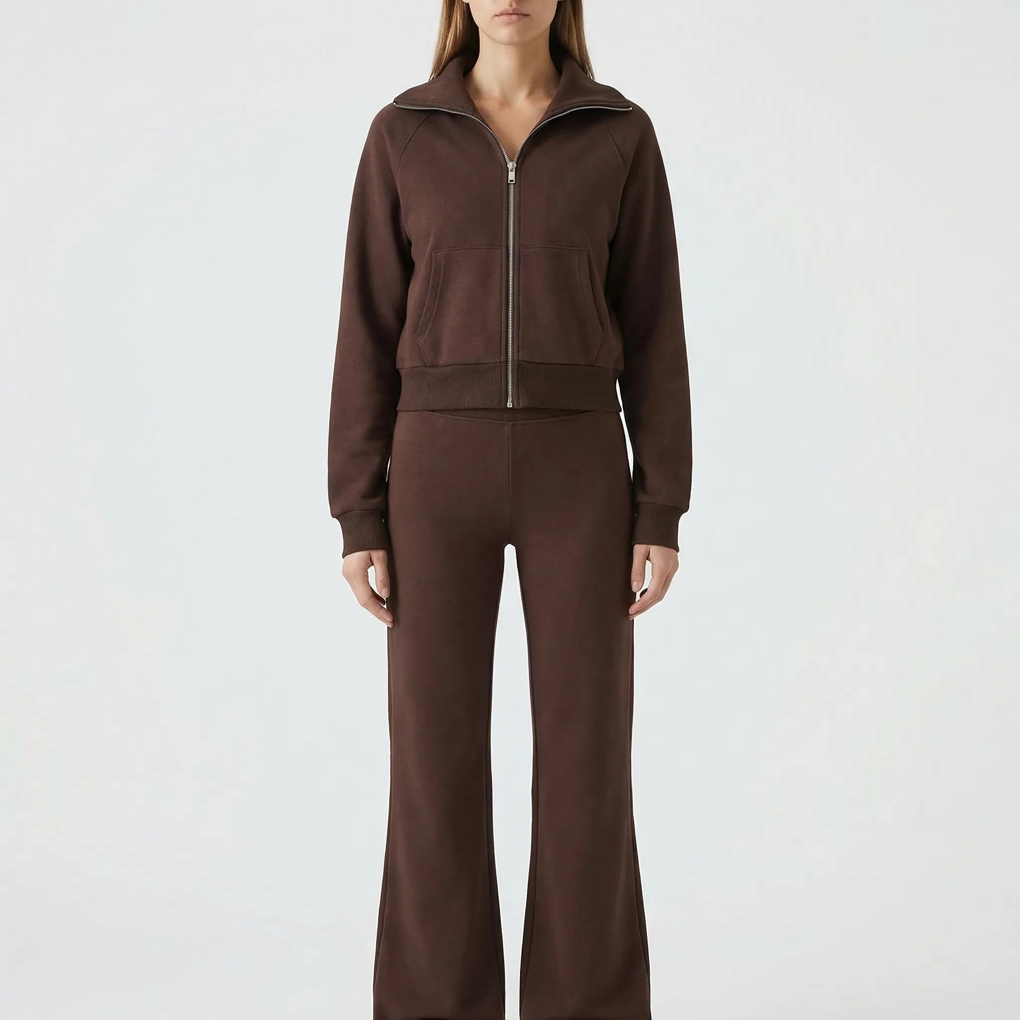 Fleece-Anzug mit Revesjacke und hochgeschnittener Schlaghose