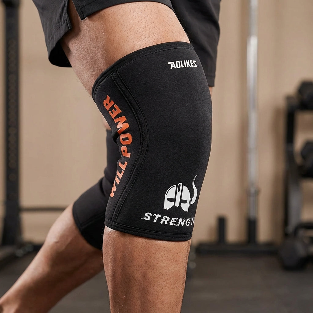 Kompressions-Kniebandagen 7mm für Kraftsport Gewichtheben