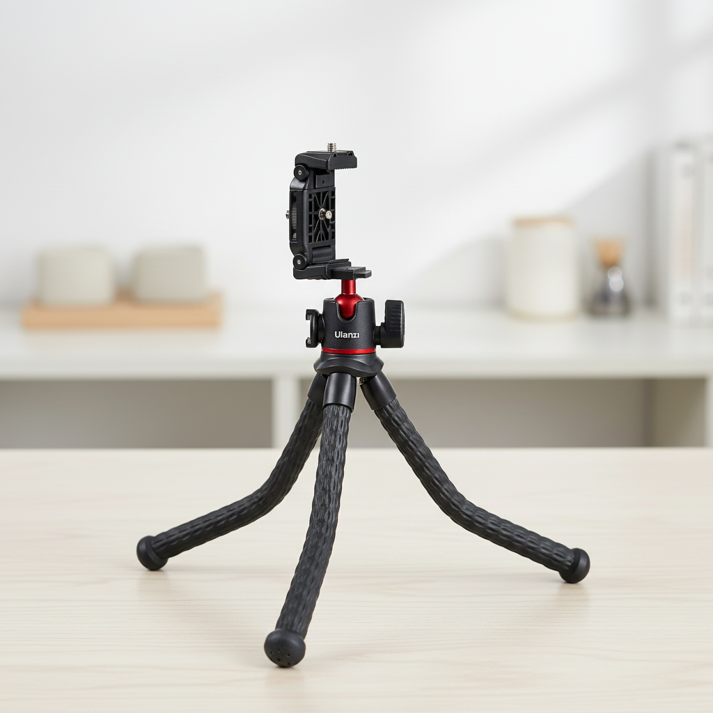 Flexibler Oktopus-Stativ mit Gummibeschichtung und Cold Shoe für Smartphones und Kameras