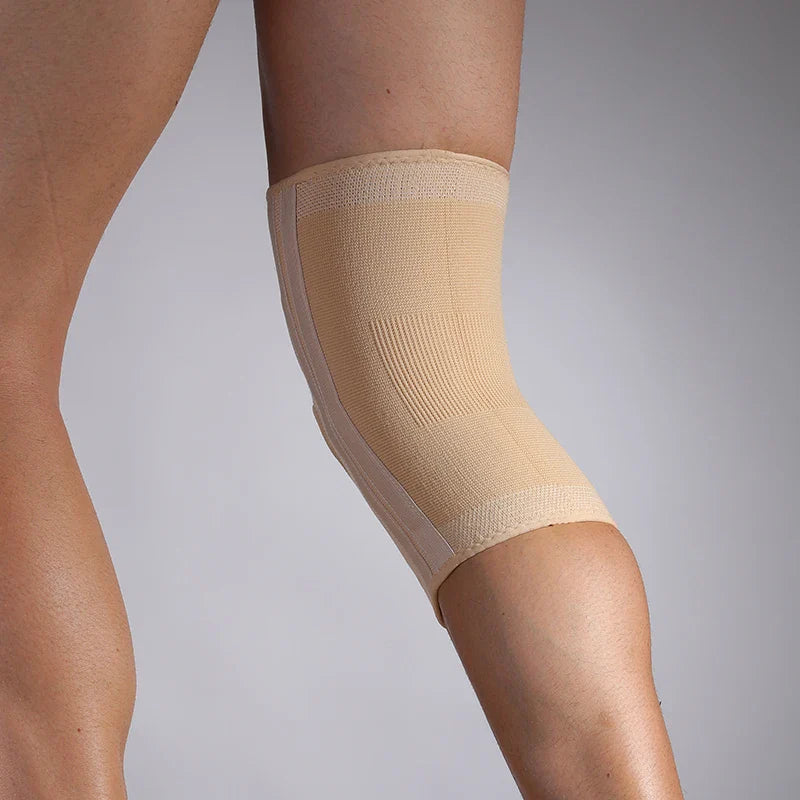 Kniebandage hochelastisches Strickgewebe mit offener Kniescheibe und Federstützen