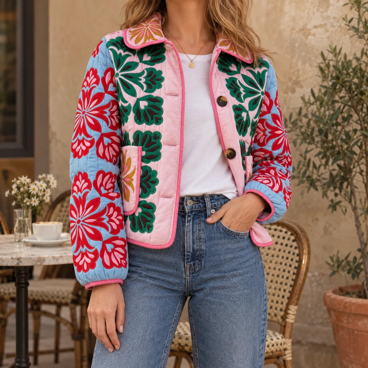 Nordspur | Flior Leichte Steppjacke Mit Floralem Muster