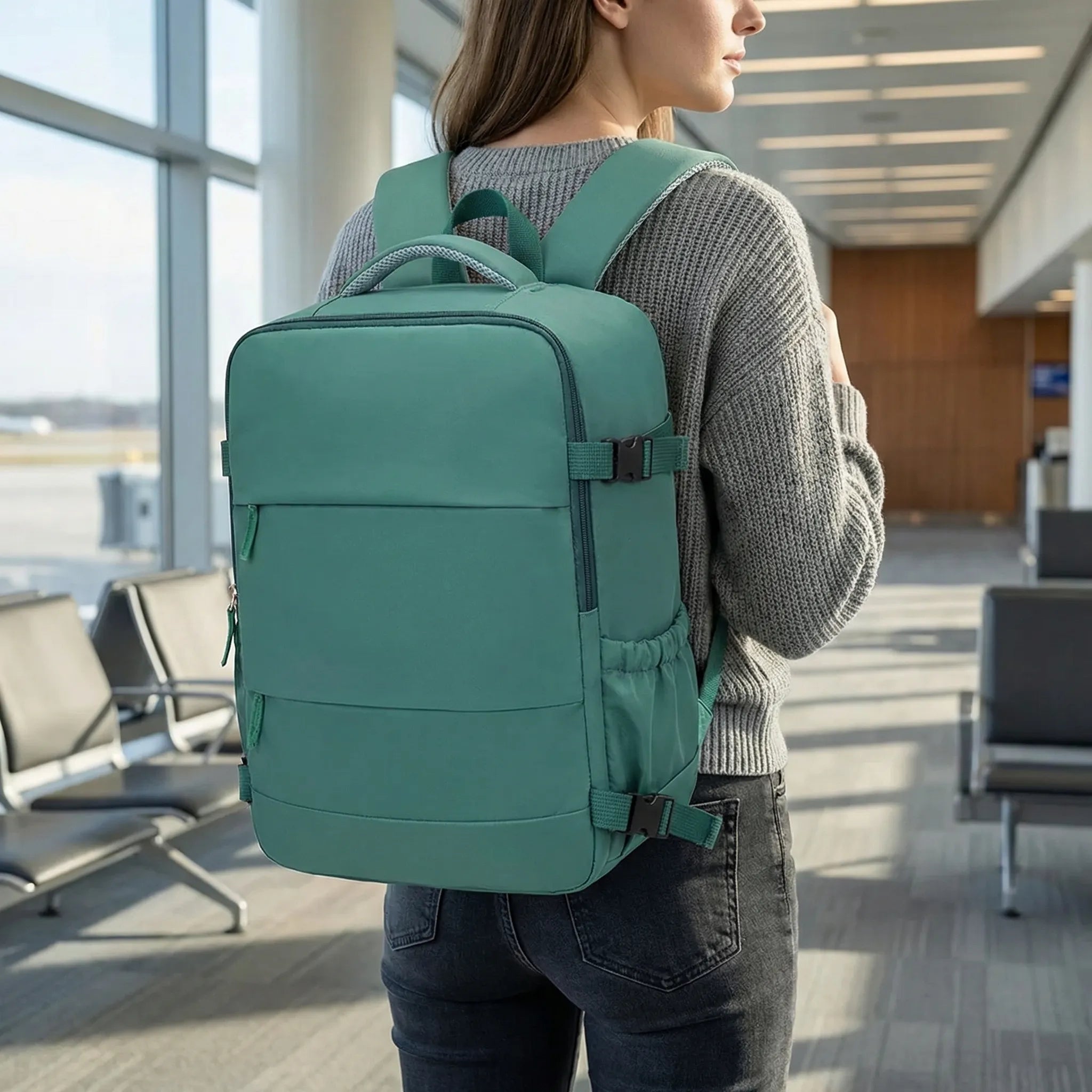 Airline-Kabinengepäck-Rucksack 40x30x20cm mit Gepäckband und gepolsterten Trägern