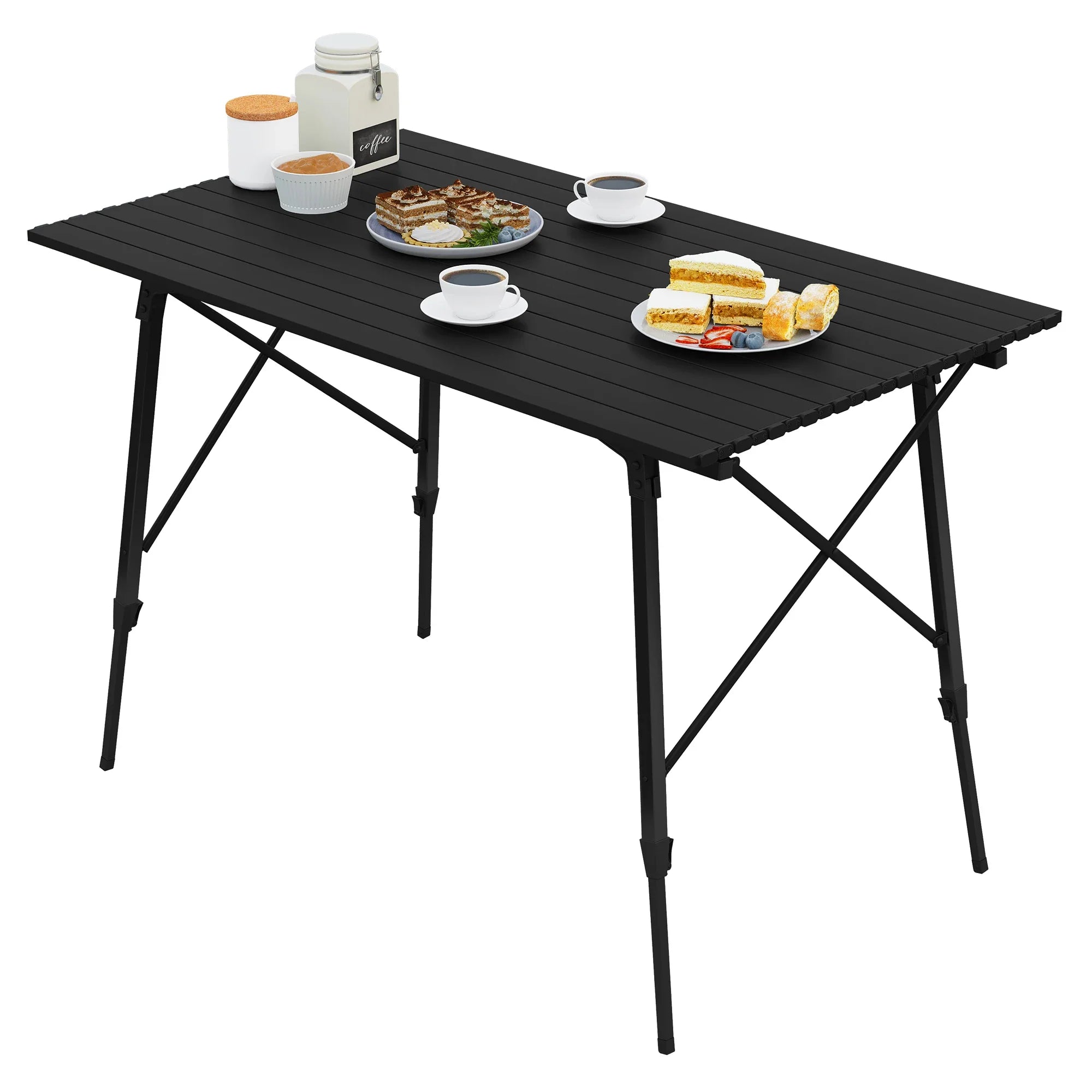 Klapp-Campingtisch verstellbar mit Lamellenfläche und Tragetasche