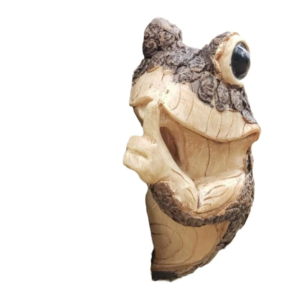 Spähender Frosch Baumschmuck mit lebensechten Details und verwittertem Finish