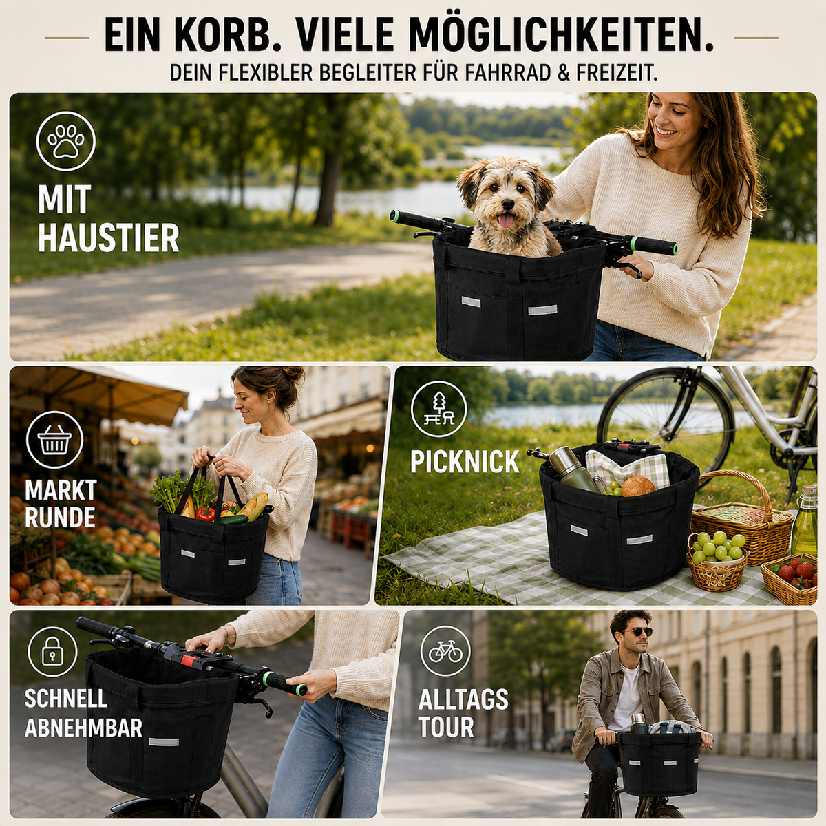 Nordspur | Frontrova Abnehmbarer Lenkerkorb Vorderrad-Tasche