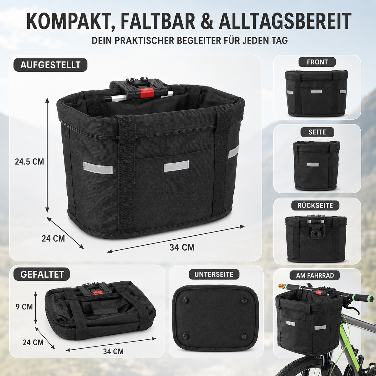 Nordspur | Frontrova Abnehmbarer Lenkerkorb Vorderrad-Tasche