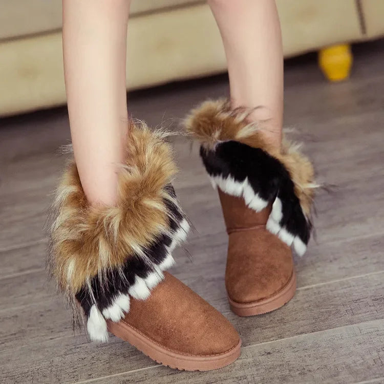 Schneestiefel Mittelhöhe rutschfest warm gefüttert Fellkante