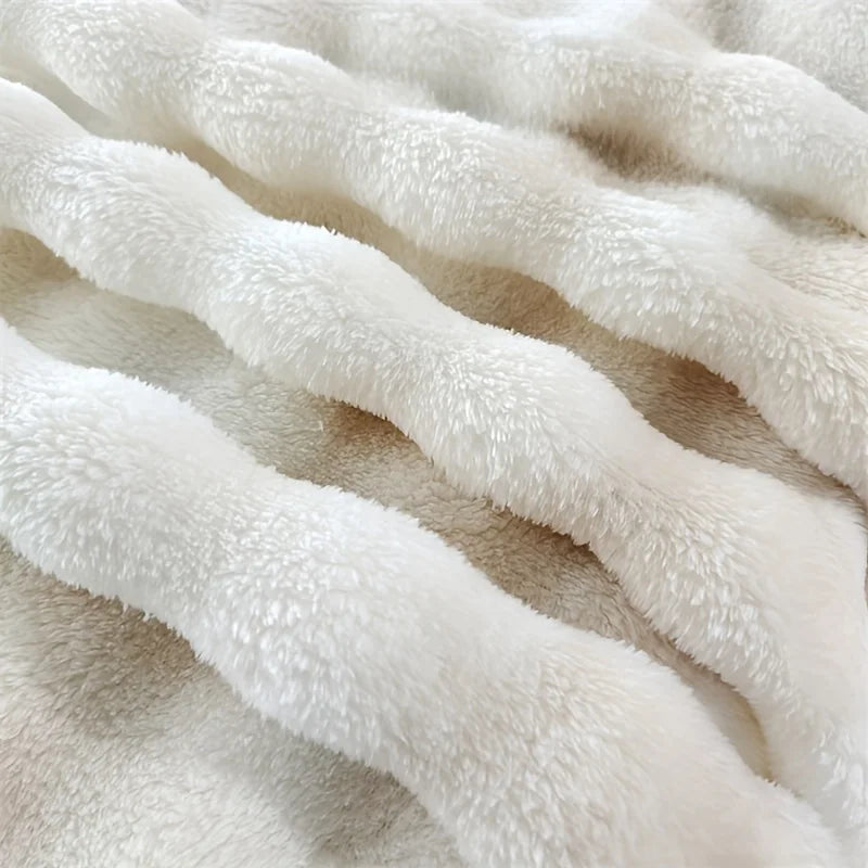 Kunstfell-Decke plüschig samtig warm Sofa Bett