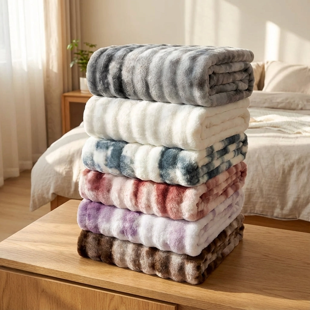 Kunstfell-Decke plüschig samtig warm Sofa Bett