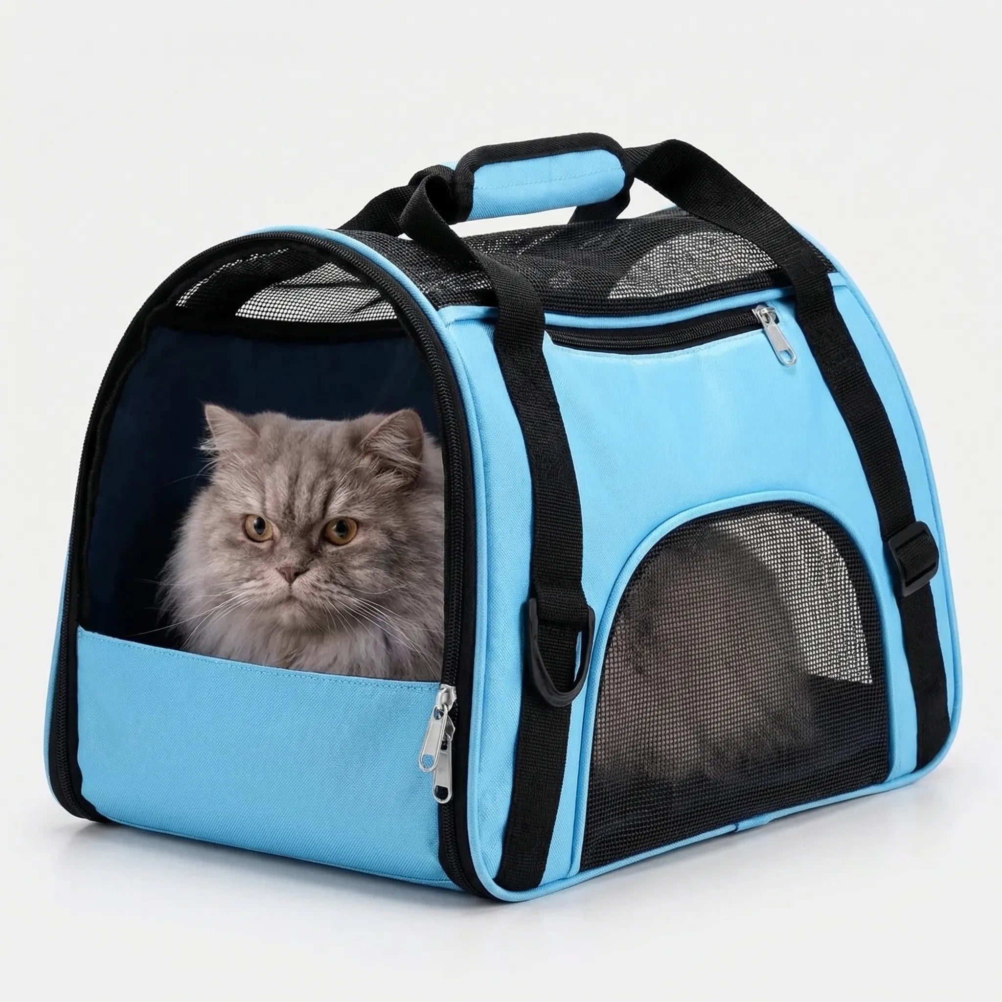 Haustiertransporttasche klappbar mit Mesh-Belüftung für Katzen und Hunde