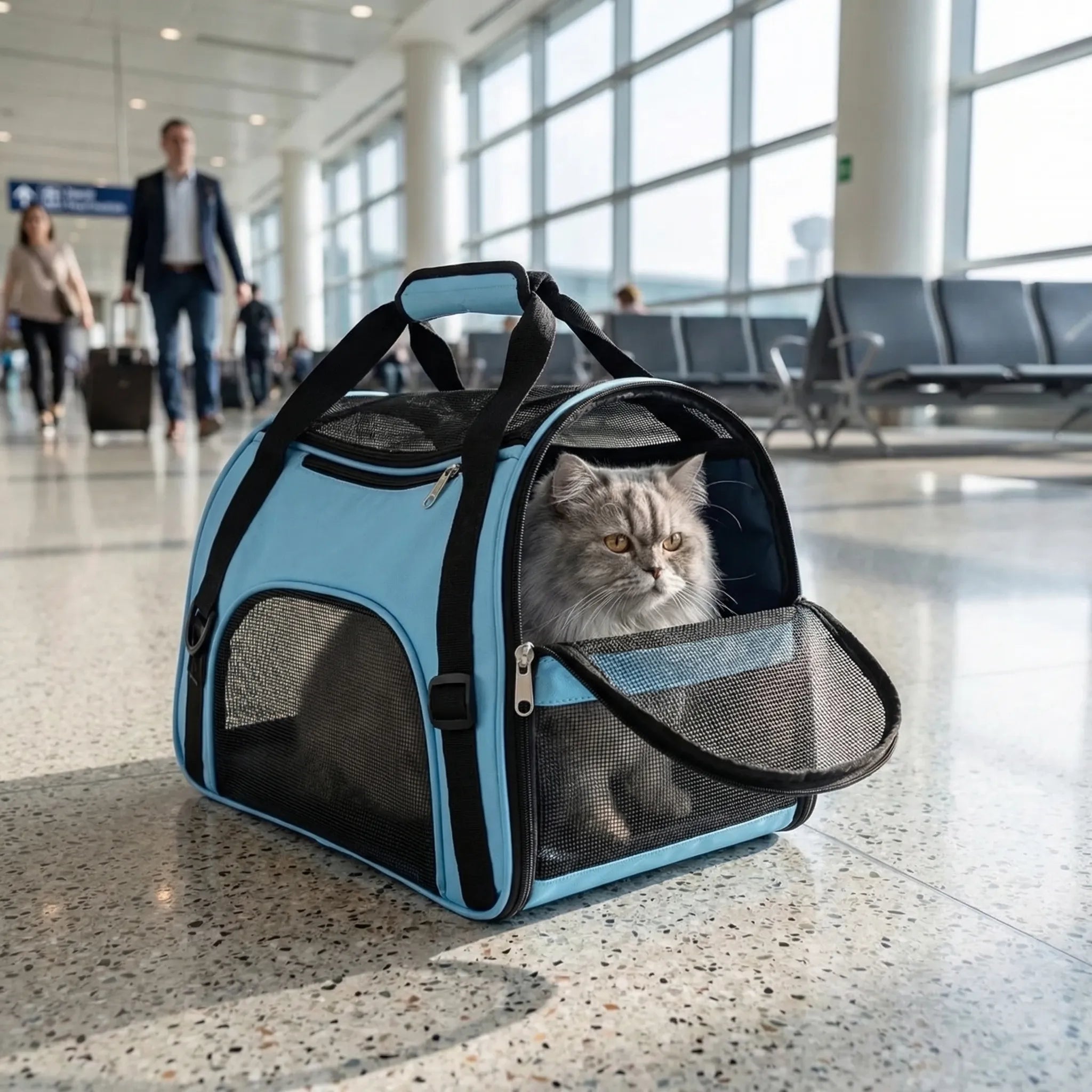 Haustiertransporttasche klappbar mit Mesh-Belüftung für Katzen und Hunde