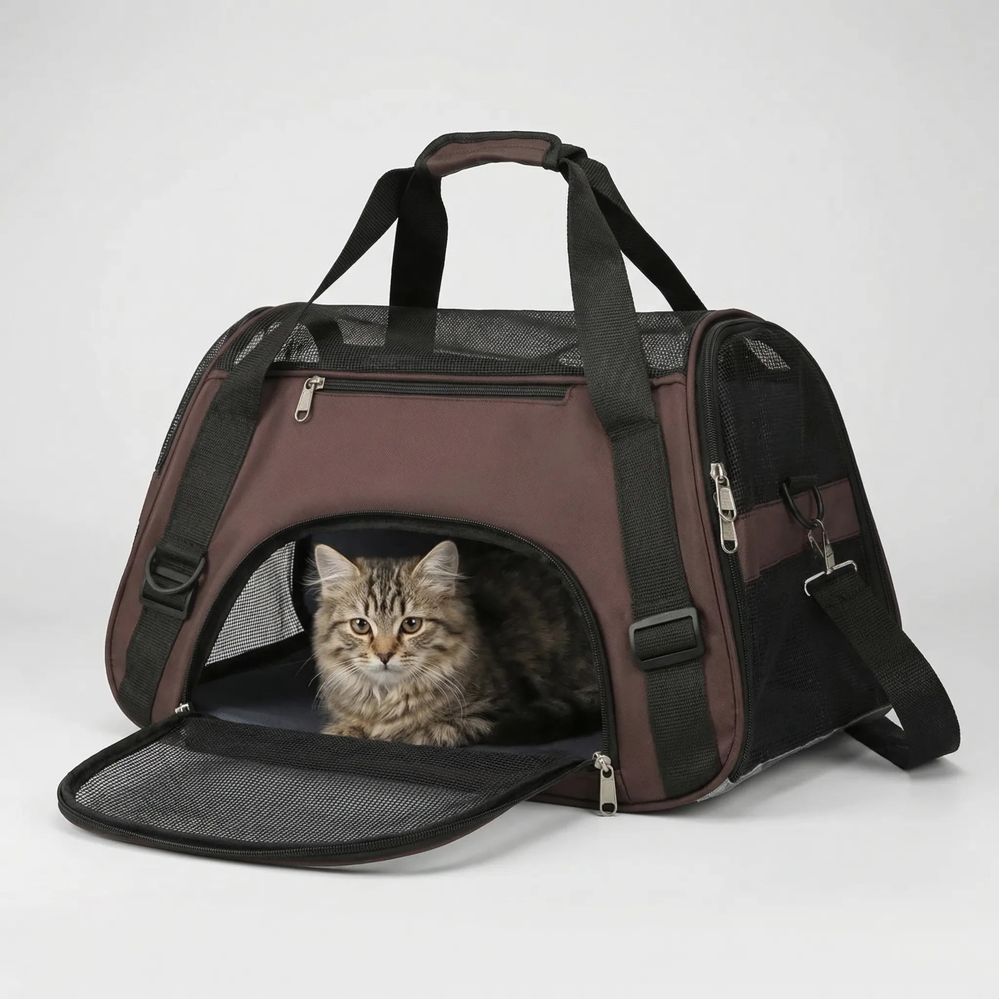 Haustiertransporttasche klappbar mit Mesh-Belüftung für Katzen und Hunde