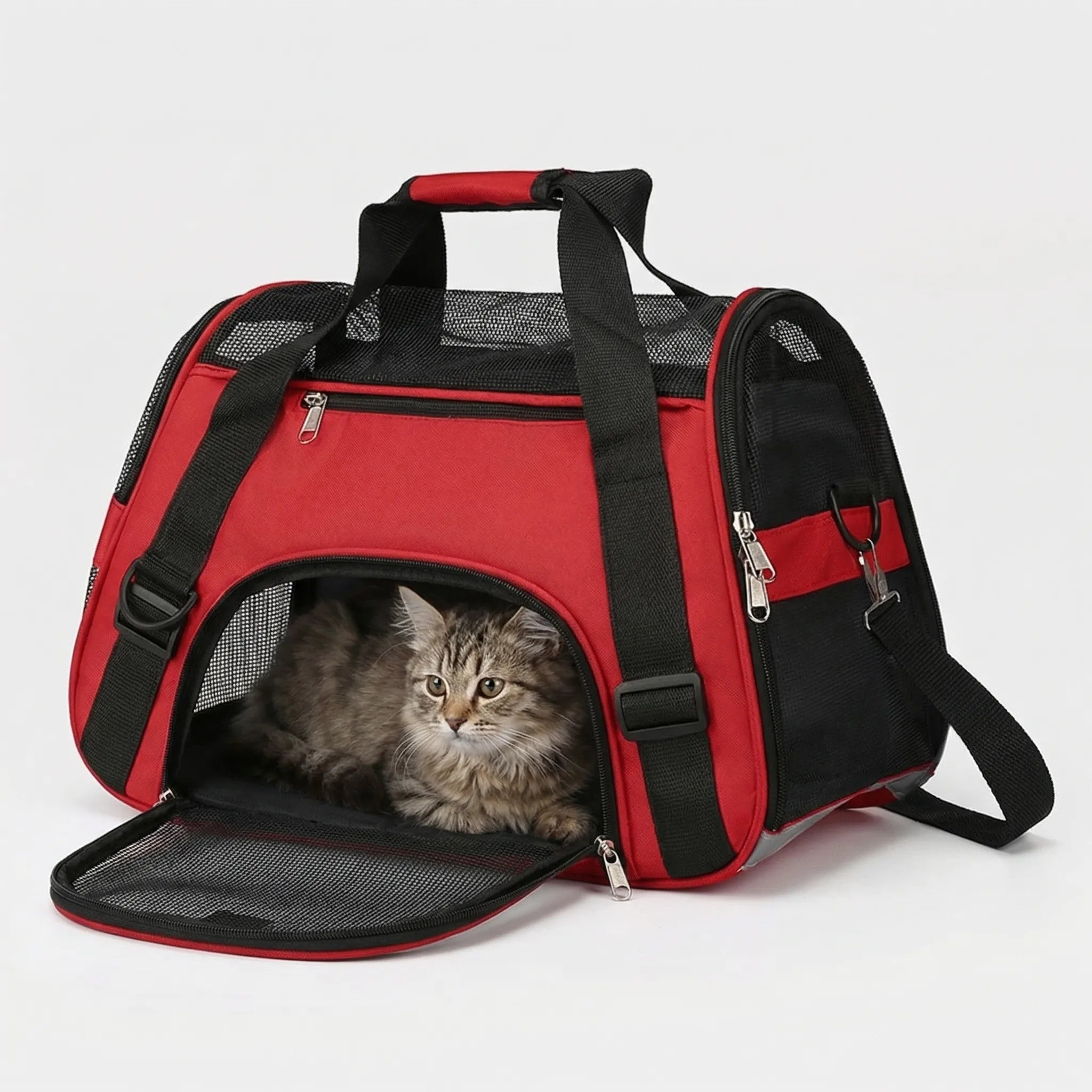 Haustiertransporttasche klappbar mit Mesh-Belüftung für Katzen und Hunde